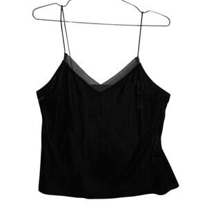 Forever 21 Contemporary Black Velvet Cami Tank Top Spaghetti Strap Size Small